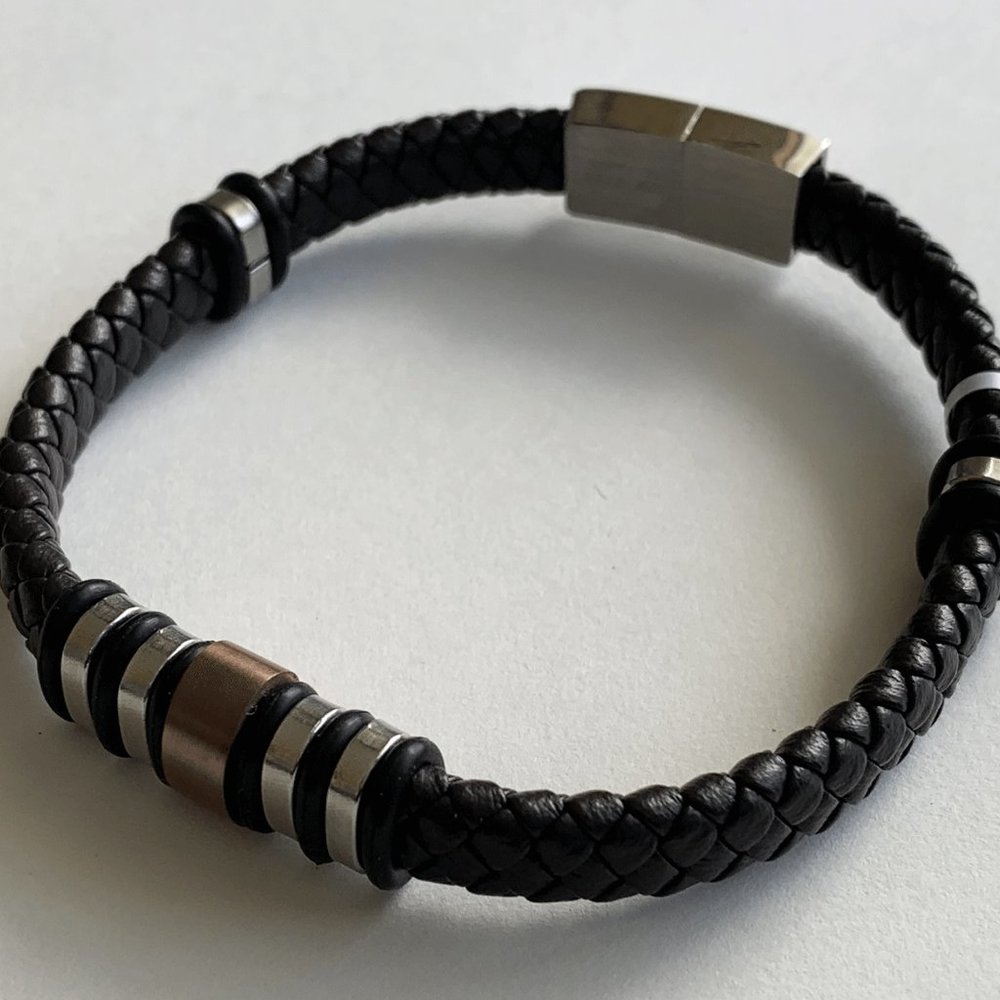 Men's Leather Braided Woven Bracelet
